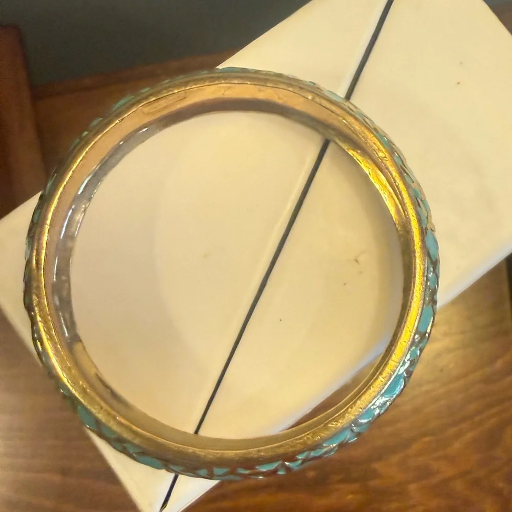 kate spade Gold-Tone Turquoise Enamel Cloisonné Bangle - Picture 4 of 8